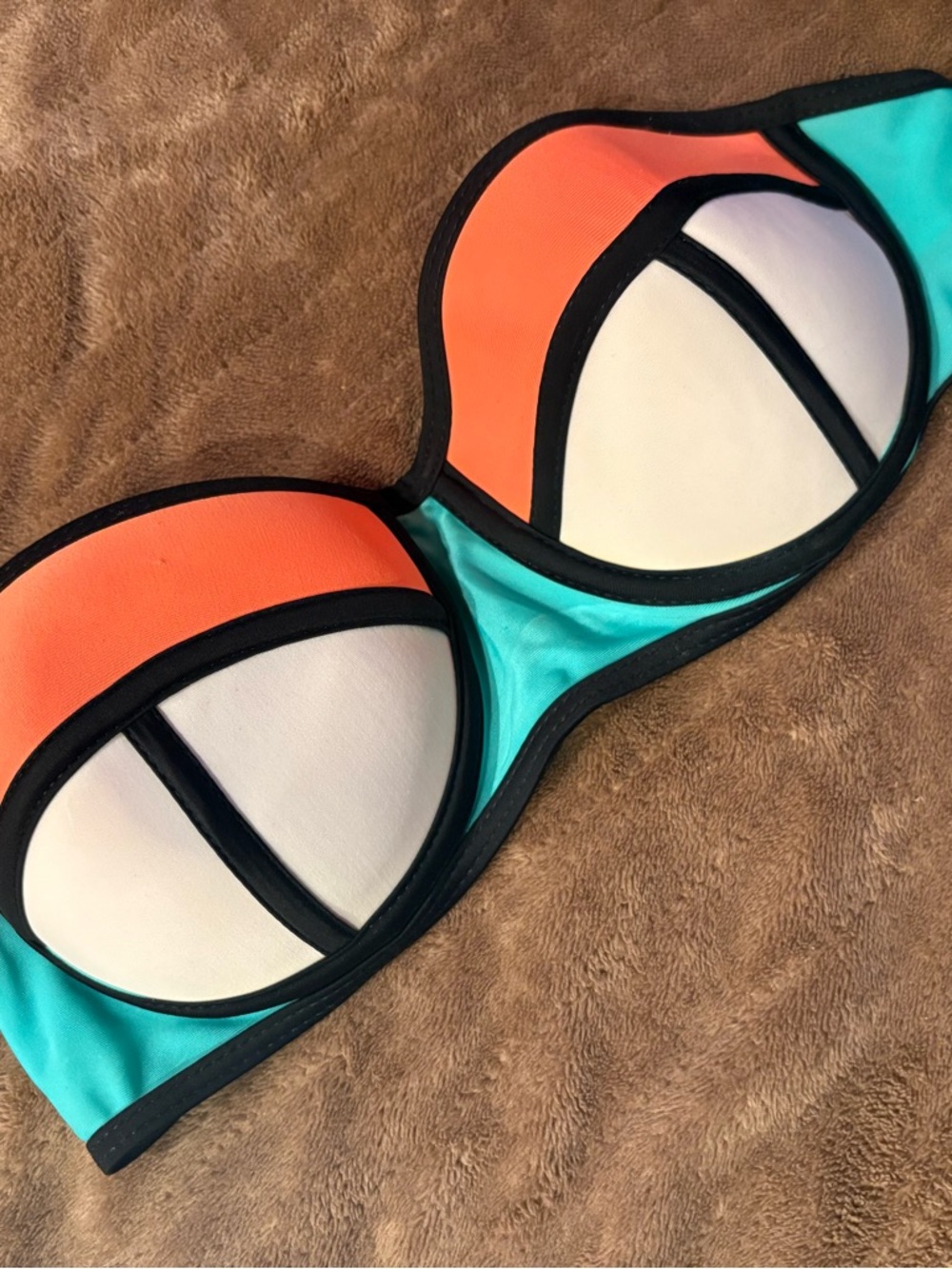 Colorblock Underwire Bikini Top in Orange, White & Teal
